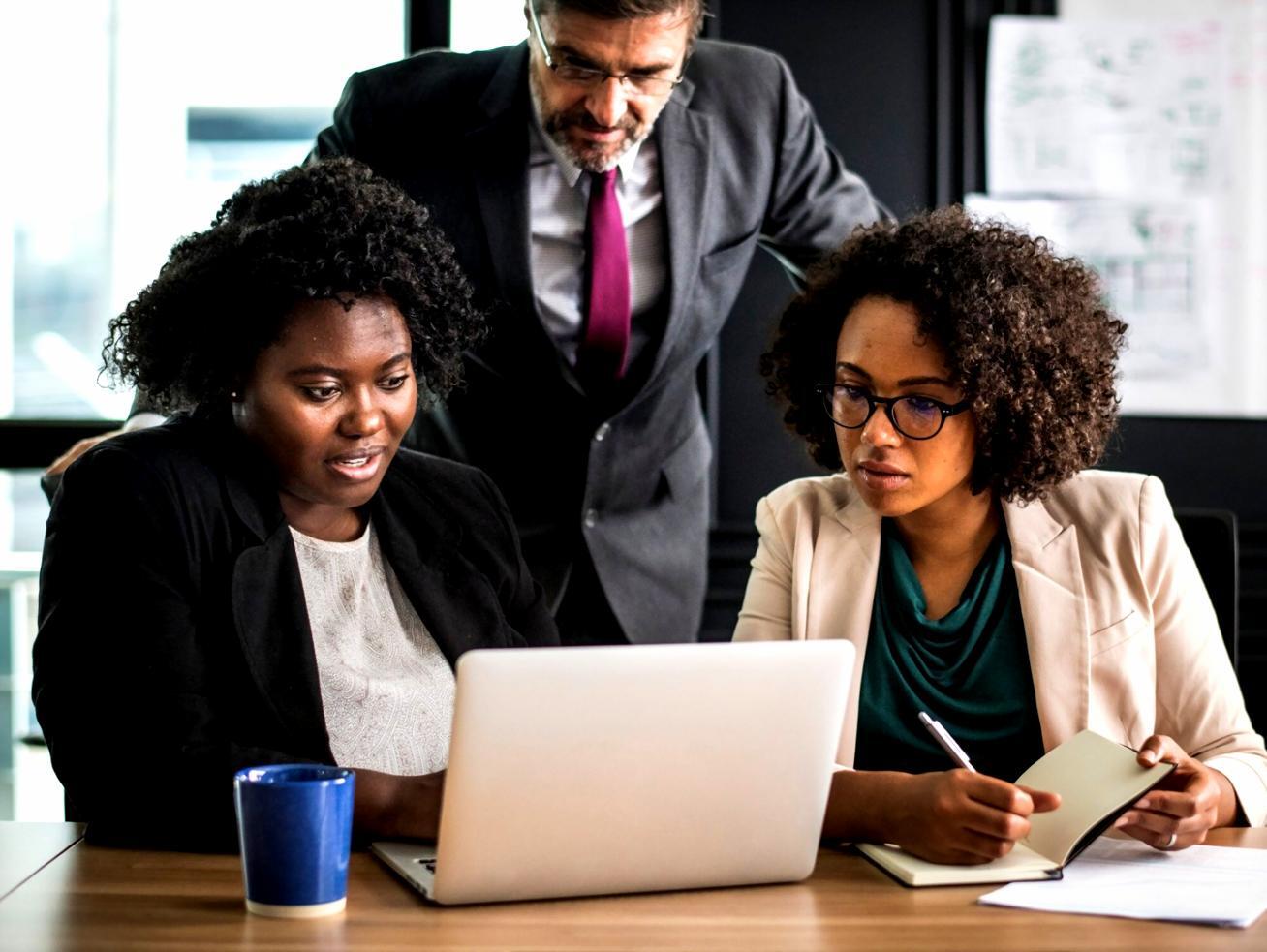 Professionnels travaillant sur l'optimisation de contenu web